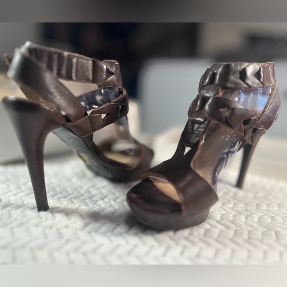 Bakers Shoes - Women Elegant Ritz Brown Strappy Heels